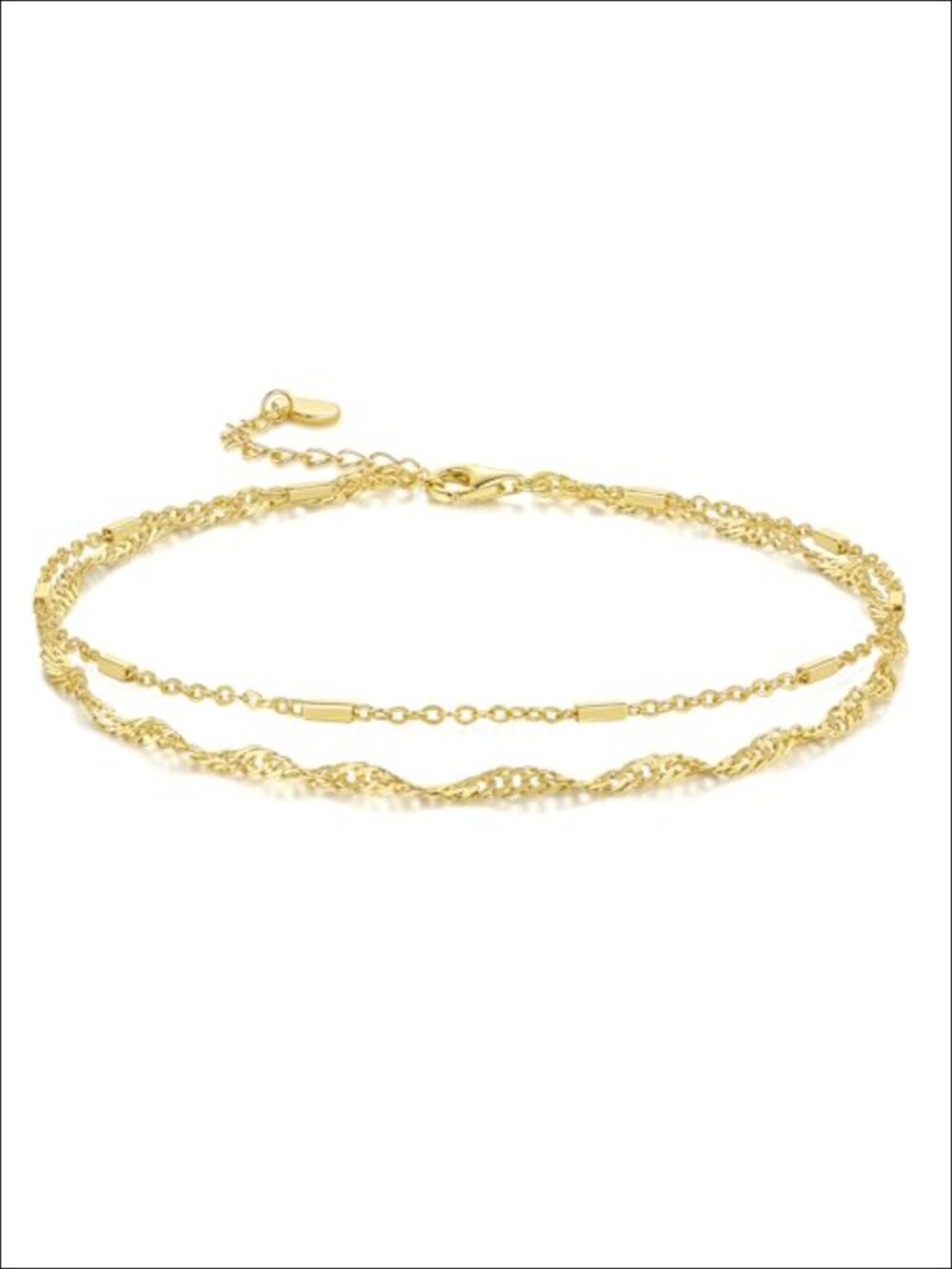 Double-Layer 14K Gold Plated Anklet, Lightweight and Comfortable